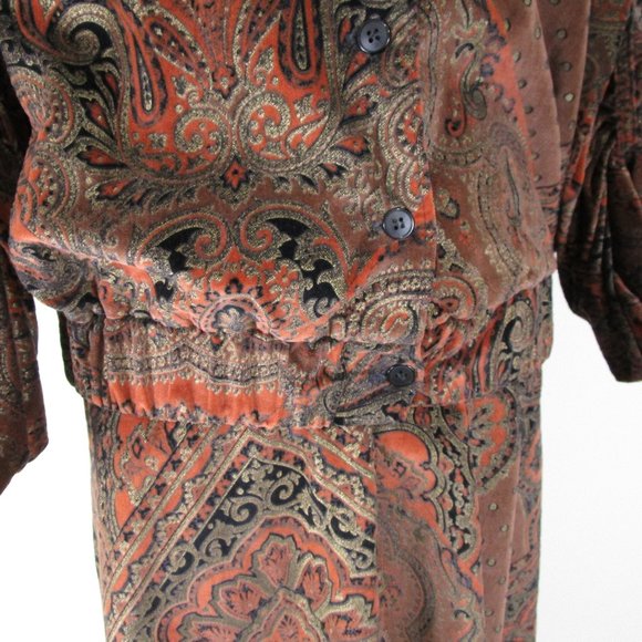 Vintage Marguerite Rubel San Francisco Velvet Jacquard Skirt Set Suit S - Picture 8 of 16